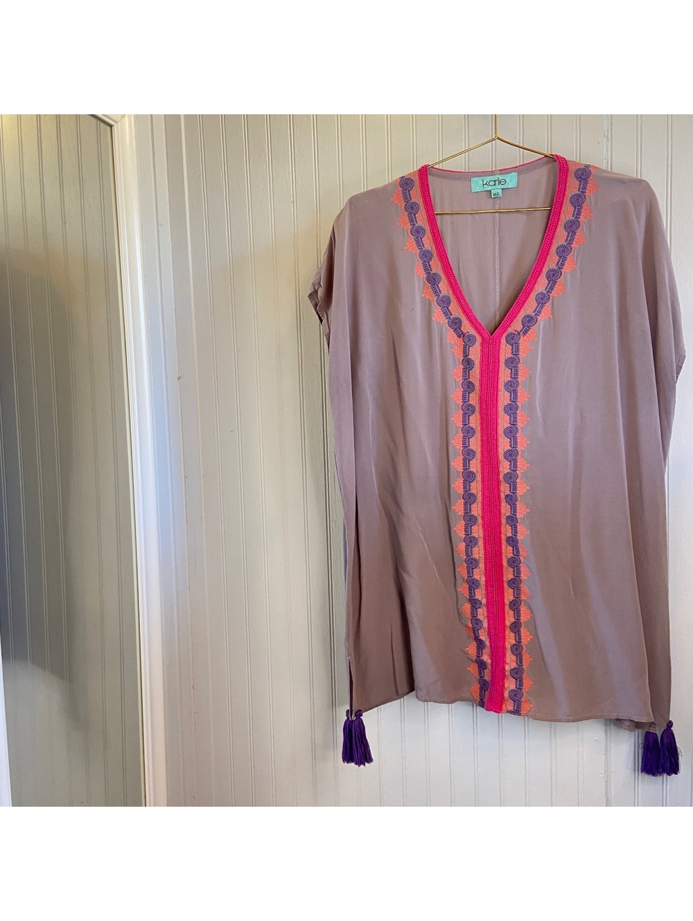 Karlie Boho Poncho Festival Embroidered Tunic Tassel Top Minidress Folk 70s y2k